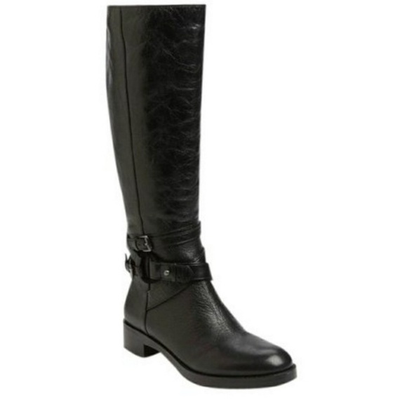 Via Spiga Shoes - Via Spiga Gabrielle Black Knee Boots Buckle Detail size 7